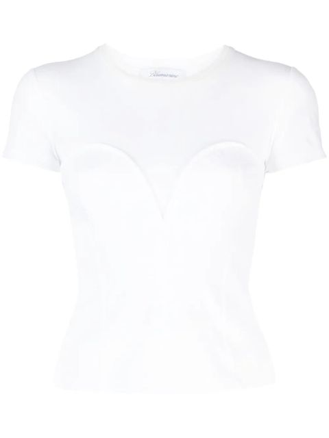 Blumarine embossed-detailing cotton T-shirt - White - zdjęcie produktu nr 1