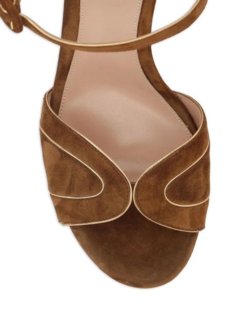 Gianvito Rossi 125mm platform suede ankle-strap sandals - Brown