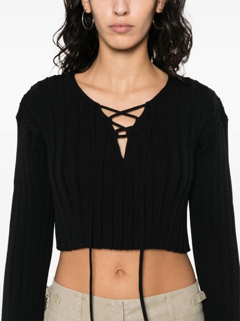 Alexander Wang cropped ribbed sweater - Black