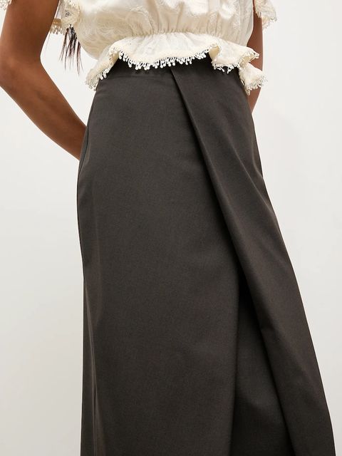 Answear.LAB spódnica kolor brązowy midi ołówkowa