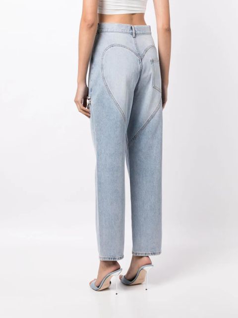 AREA crystal-embellished straight-leg jeans - Blue