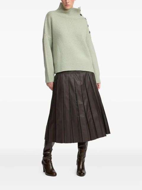 Yves Salomon pleated leather skirt - A2009 BROWN