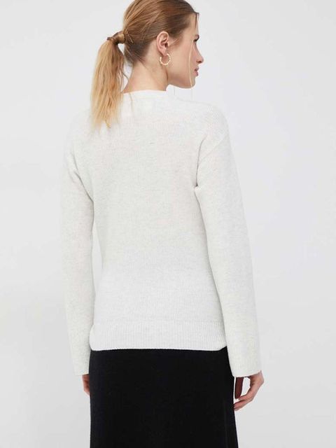 Dkny sweter wełniany damski kolor beżowy lekki - zdjęcie produktu nr 2