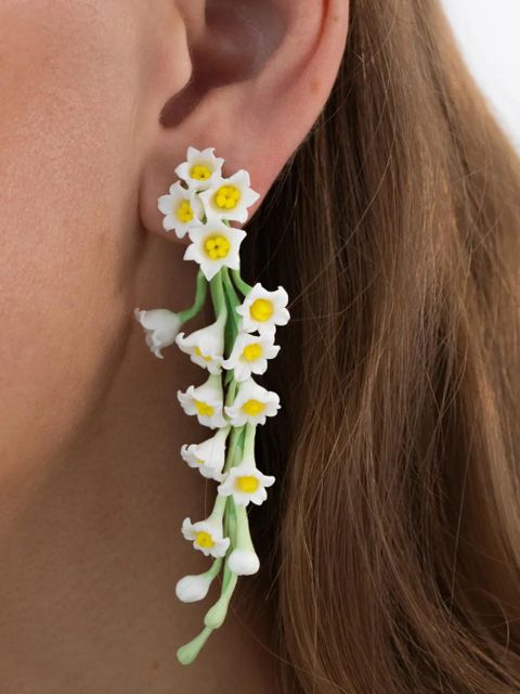 Jennifer Behr Victoria floral-motif earrings - White - zdjęcie produktu nr 2