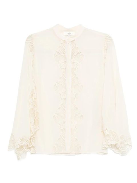 Chloé lace-trimmed blouse - Neutrals - zdjęcie produktu nr 1