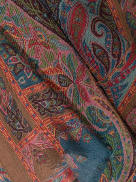 ETRO paisley-print frayed scarf - Brown