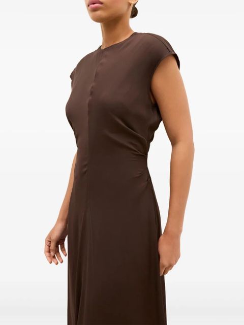 Marie Oliver Zuri cap-sleeve midi dress - Brown