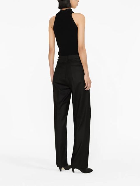Victoria Beckham pleated wool wrap trousers - Black
