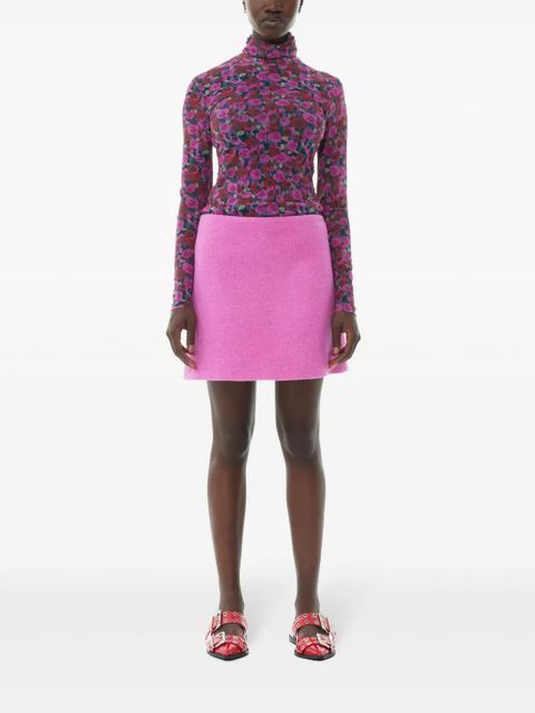 GANNI recycled wool-blend miniskirt - Pink