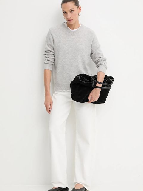 Answear.LAB sweter z wełny merino damski kolor szary lekki