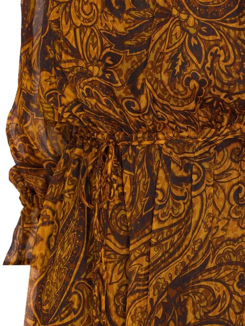 PINKO paisley-print tie-neck mini dress - Brown