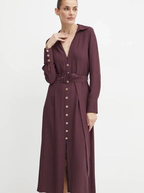 Twinset sukienka kolor bordowy midi rozkloszowana 242TT2320