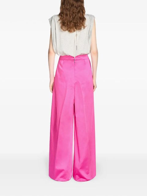 DRIES VAN NOTEN button pleated wide palazzo pants - Pink