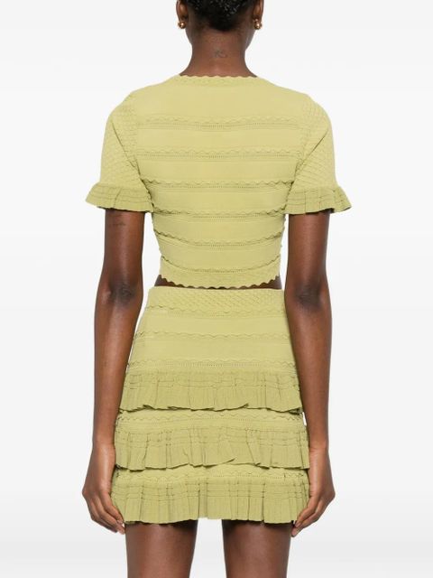 SANDRO pearl-embellishment T-shirt - Green