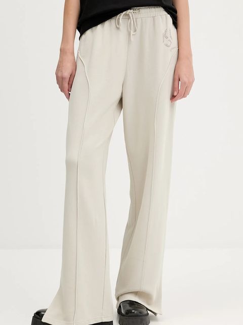 Karl Lagerfeld Jeans spodnie dresowe bawełniane damskie kolor beżowy z aplikacją A4W10080 - zdjęcie produktu nr 1