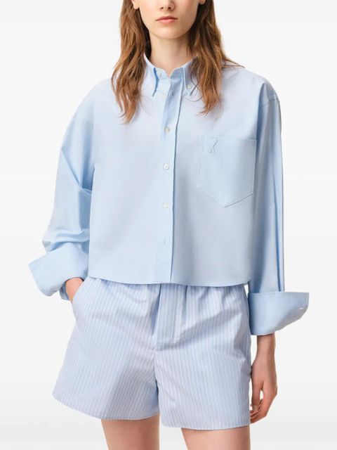 AMI Paris Ami De Coeur crop shirt - Blue