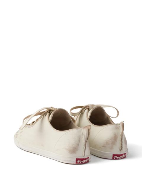 Prada lace-up leather sneakers - Neutrals - zdjęcie produktu nr 2