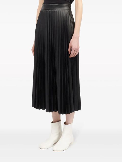 MM6 Maison Margiela pleated faux-leather midi skirt - Black
