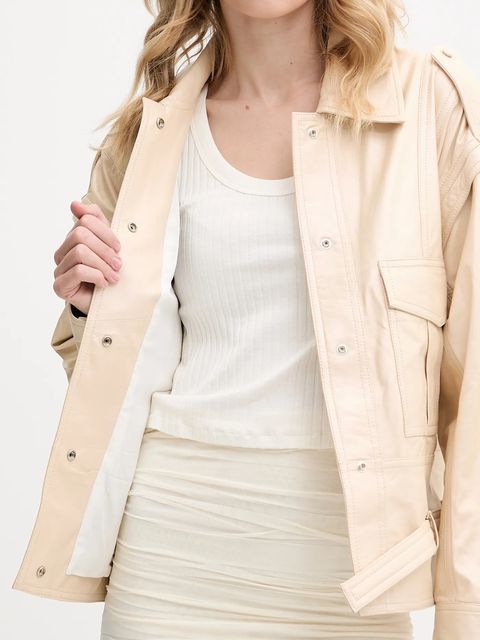 IRO kurtka skórzana kolor beżowy przejściowa WM137BOCAR