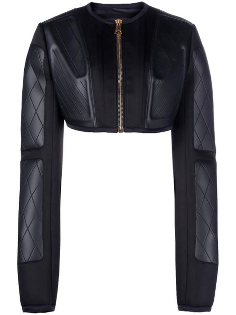 Balmain cropped faux-leather jacket - Black - zdjęcie produktu nr 1