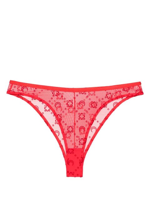 Marine Serre Moonogram-flocked mesh briefs - Red - zdjęcie produktu nr 1