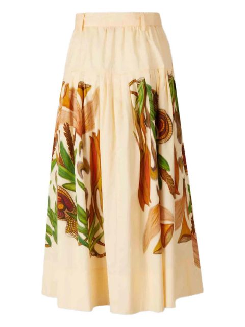 Ulla Johnson Filagree botanical-print belted midi skirt - Neutrals - zdjęcie produktu nr 2