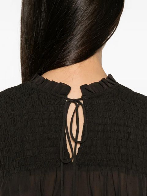 PINKO Ariccia smocked ruffled top - Brown