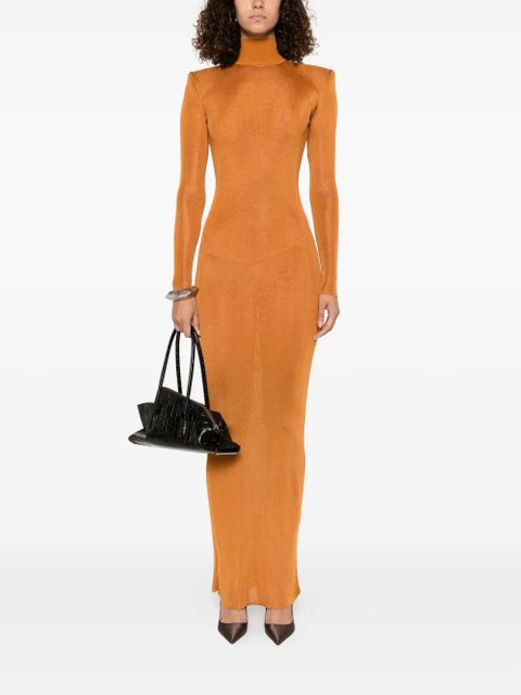 Self-Portrait high-neck long-sleeve dress - TAN