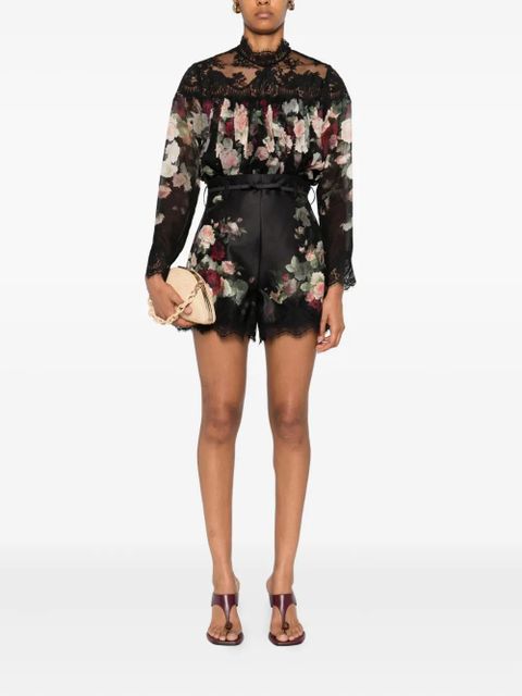 ZIMMERMANN Hypnotic floral-print shorts - Black