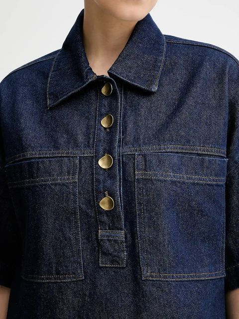 Sessun bluzka jeansowa damska kolor niebieski gładka 25110014