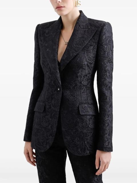 Dolce & Gabbana DNA floral-jacquard single-breasted blazer - Black