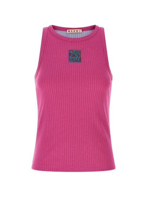 Marni ribbed logo patch tank top - Pink - zdjęcie produktu nr 1