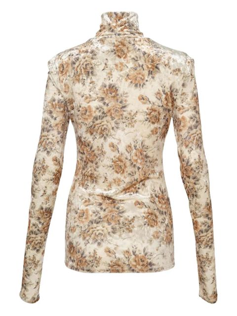 GANNI printed turtleneck top - Neutrals - zdjęcie produktu nr 2