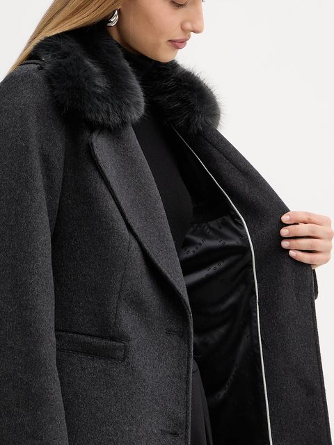 Guess płaszcz z dodatkiem wełny KAROLE kolor szary W5BL19 W2642