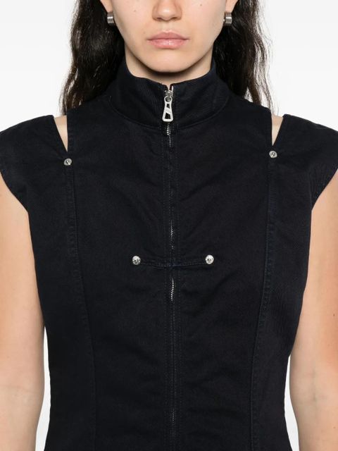 Jean Paul Gaultier zip-front sleeveless dress - Blue