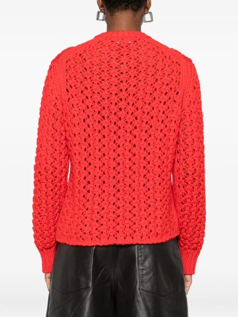 Jil Sander open-knit buttoned-up cardigan - Red