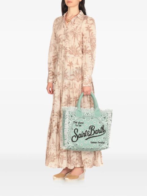 MC2 Saint Barth Vanity bandana-print fringed tote bag - Green - zdjęcie produktu nr 2