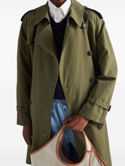 Prada double-breasted belted trench coat - Green