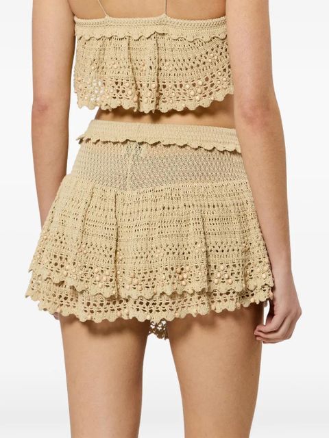 ISABEL MARANT Olzea beaded-details crochet cotton shorts - Neutrals