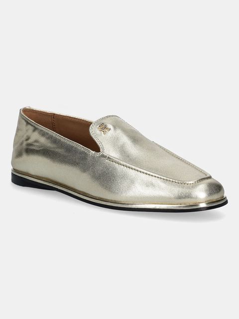 Tommy Hilfiger mokasyny skórzane HILFIGER GOLD LOAFER damskie kolor złoty na płaskim obcasie FW0FW08958 - zdjęcie produktu nr 1