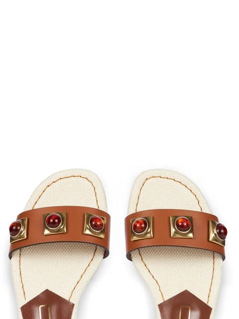 ETRO studded leather slides - Brown