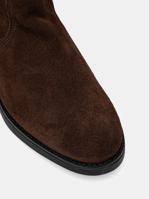 Steve Madden kozaki zamszowe Vlora damskie kolor brązowy na płaskim obcasie 11004761