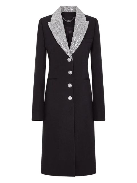 Rabanne sequin-collar wool coat - Black - zdjęcie produktu nr 1