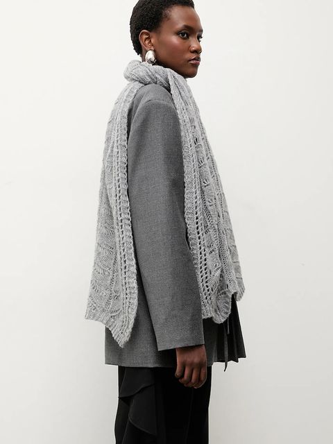 Answear.LAB szalik z wełną damski kolor szary gładki - zdjęcie produktu nr 1