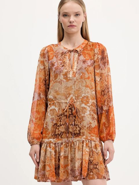 Desigual sukienka BOHOSHORT kolor pomarańczowy mini rozkloszowana 25WWVW18 - zdjęcie produktu nr 1