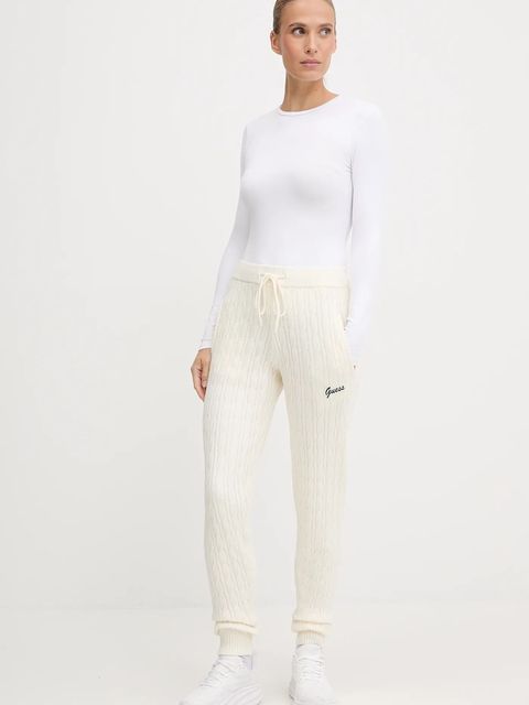 Guess spodnie dresowe LAVINIA damskie kolor beżowy gładkie V5BB20 Z0572