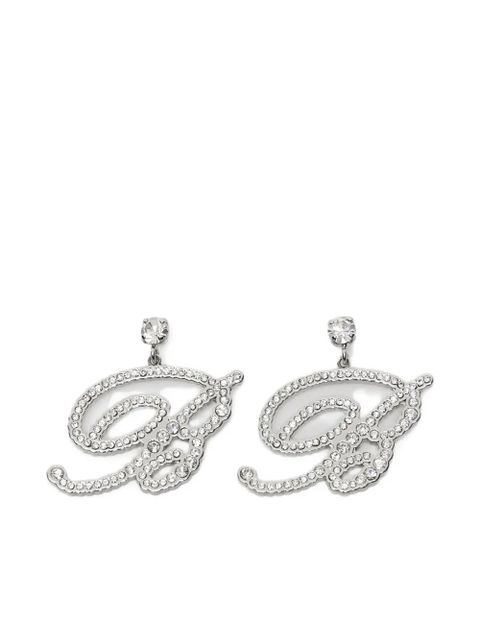 Blumarine crystal-logo earrings - Silver - zdjęcie produktu nr 1
