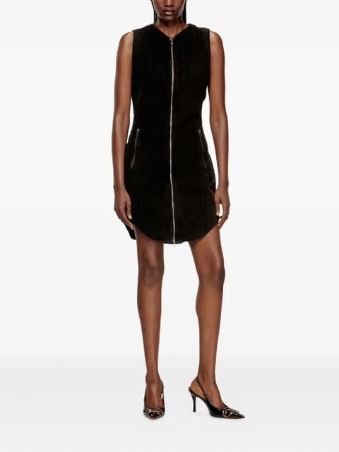 Diesel D-Enea zip-front corduroy mini dress - Black