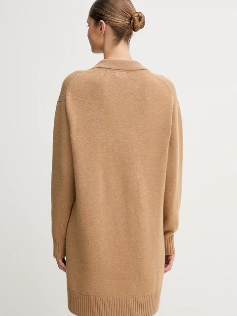 Polo Ralph Lauren sukienka z wełną kolor beżowy mini oversize 211A91143 - zdjęcie produktu nr 2