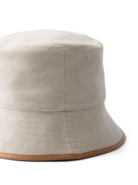 Prada logo-embroidered canvas bucket hat - Neutrals - zdjęcie produktu nr 2